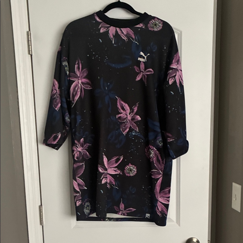 Puma Black Top with Pink and Blue Floral Design
